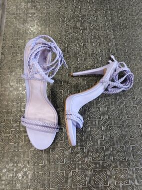 SCHUTZ Blair Lilac Braided Lace-Up High Heel Sandals - Women Size 11